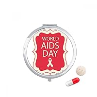 Red Ribbon 1st December HIV Pill Case Pocket Medicine Storage Box Container Dispenser
