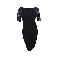 Calvin Klein Women's Sequined-Sleeve Sheath Dress (8P, Black)