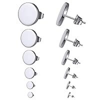 GoldChic Jewelry Earrings Sets for Men, 3-12Pairs Stainless Steel Earrings Pack, Classic Design Bar/Hexagon/Geometric/Round Stud Earring Punk Ear Piercing Studs (2-12mm, Black/Silver/Gold Color)