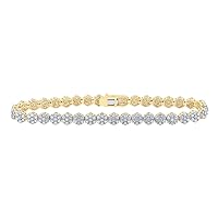 The Diamond Deal 10kt Yellow Gold Womens Round Diamond Fashion Bracelet 4-3/8 Cttw