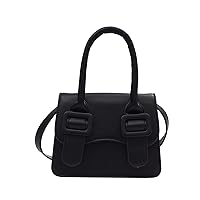 Bai Shi Wu Women Handbag Mini Square Flap Bag Single Handle Leather Women Crossbody Handbag Women Small Shoulder Bag (Color: Black shoulder bag)