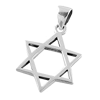925 Sterling Silver Classic Star of David Pendant Necklace for Men & Women