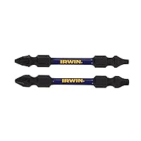IRWIN Impact Screwdriving Bit, Square 2 Phillips 2 Double End, 2-1/2 Inch, SQ2/PH2, 2 Pack (IWAF32DEP2SQ2)