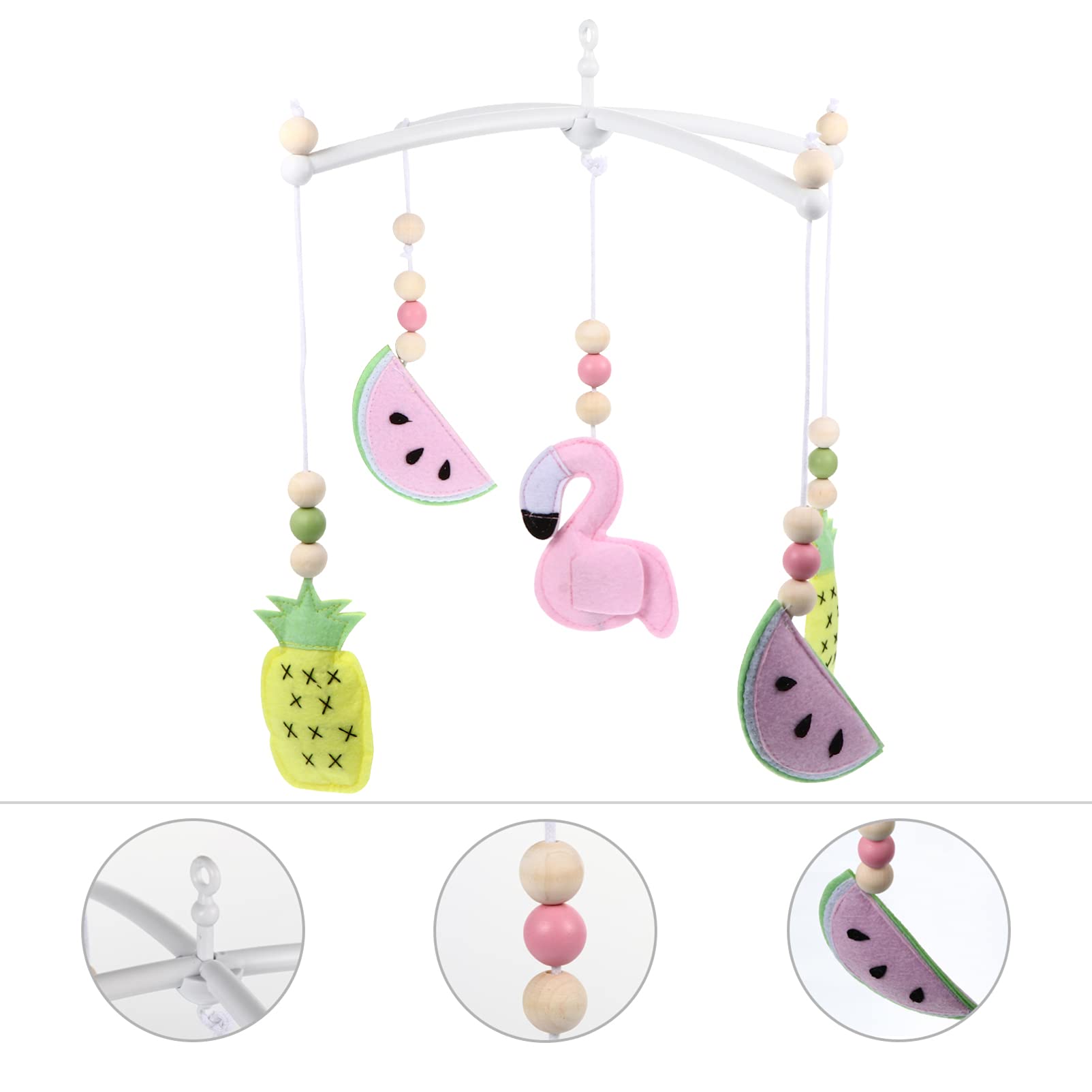 TOYANDONA Felt Baby Crib Mobile Flamingo Watermelon Hanging Car Seat Toy Wind Chime Nursery Decoration for Boys and Girls Baby Bedroom Ceiling Decor Mixed Color