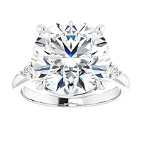 14K Gold 7 CT Round Cut VVS1 Colorless Moissanite Engagement Ring for Women Bridal Set Handmade Diamond Wedding Ring for Gifts