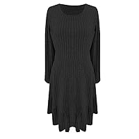 Women's Striped Round Neck Long Sleeve Dress Winter Knitted Sweater Dress Summer Dresses Women