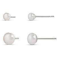 Amazon Essentials 14K Gold or Sterling Silver Freshwater Pearl Stud Earring Set