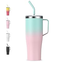 50oz Tumbler with Handle, Double Wall Vacuum Insulated Stainless Steel Travel Mug Straw with and 2 Lid,For Cold/Hot Drinks,Insulated Cup Fits Car Cup Holder, Home, Office, Party, Gifts