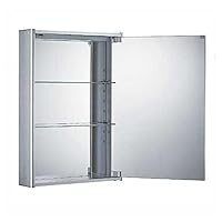 Whitehaus WHCAR-35-ALUM WHCAR-35 Single two sided mirrored door medicine cabinet with two adjustable glass shelves and mirror faced back wall - Aluminum
