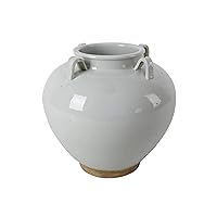 Artissance AM83030100 14 in. Tall Porcelain Clara Four Handles Vase (Décor), Off White Matte-Glazed