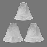 3 Pack Alabaster Glass Shade, Bell Shaped Light Fixture Replacement Globe or Cover with 2-1/8-Inch Fitter for Ceiling Fan Light Chandelier Wall Sconce G0106-Bell Frosted Glass Shade 3 Pack