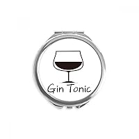 Outline Of Gin Tonic Hand Compact Mirror Round Portable Pocket Glass