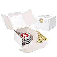 Cookie Boxes with Window 6x6x4 Inch 50 Pack Premium White Bakery Boxes for Individual Cheesecake,Cupcake,Dessert,Pastries,Mini Bundt Cake and Muffin