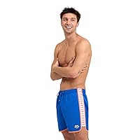 ARENA Men's Icons Team Stripe Beach Short Boxers Swimming Bermuda with Mesh Inner Brief, Back Pocket, Pool Beach Vacation