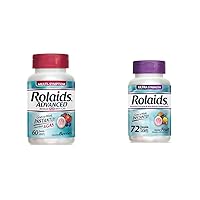 Rolaids Advanced Antacid Plus Anti-Gas 60 Chewable Tablets Berry Heartburn Gas Relief Ultra Strength Antacid 72 Chewable Tablets Assorted Fruit Heartburn Relief
