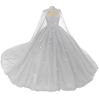 Women's Sweetheart Quinceanera Dresses with Cape Appliques Beaded Sweet 16 Prom Party Ball Gown