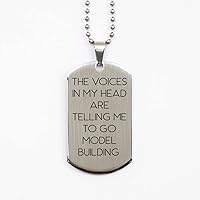 Unique Model Building, The Voices in My Head are Telling Me to Go Model Building., Model Building Silver Dog Tag from
