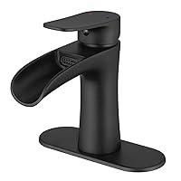 VOTON Black Bathroom Faucets Single Handle Waterfall Sink Faucet One Hole or Three Holes with Deck Mount Vanity Farmhouse RV Vessel Basin Faucet