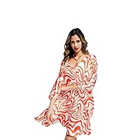 Women's Premium Persian Silk Stylish Free Size Kaftan One Piece for Party Festive Cermony Wear (Orange & White);Size :- Length 35 Inch - NYLM_J5862