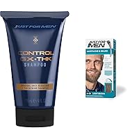 Just for Men Control GX + THK Grey Reducing and Thickening Shampoo, 4 oz (Pack of 1) Mustache & Beard, Light Brown, M-25, Pack of 1