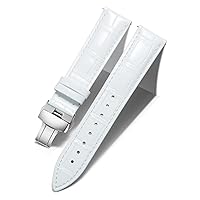 BINLUN Leather Watch Strap Quick Release Strap with Silver Butterfly Deployment Buckle 12mm 13mm 14mm 16mm 17mm 18mm 19mm 20mm 21mm 22mm 23mm 24mm Watch Band for Men Women