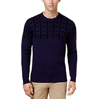Ben Sherman Men's Dogtooth Jacquard Sweater (Dark Navy, XL)