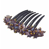 Side Comb French Twist Hair Comb Hair Accessories Decorative Hair Wedding Hair Accessories Ornamented Along top of Heading with Stone (Purple)