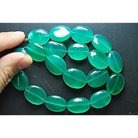 14'' Super Finest, Large Emerald Green Onyx Smooth Oval Nuggets, Size 20-22mm