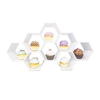 Cupcake Stand -Unique Design Honeycomb Cupcake holder |Create Several Styles with Different Combinations of Hexagon Shelf (White)