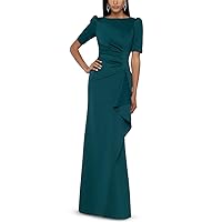 Xscape Womens Petites Drapey Maxi Evening Dress Green 8P
