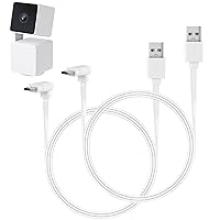 2Pack 10FT/3M Micro USB Extension Cable Compatible with WYZE Cam Pan V3, Waterproof 90 Degree Flat Power Cable Charging Your WYZE Cam Pan V3 Continuously - White