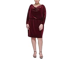 Jessica Howard Womens Plus Velvet Cowl Neck Cocktail and Party Dress Purple 20W