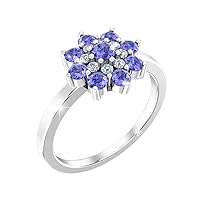 Belinda Jewelz Womens 925 Sterling Silver Luxury Gemstone Flower Fine Band Ring
