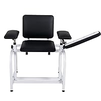 Thick Padded Phlebotomy Chair Blood Drawing Chair Height Adjustable Black (Left Armrest)