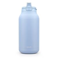 Hydra 64oz Half Gallon Vacuum Insulated Stainless Steel Jug with Locking, Leak-Proof Lid and Soft Silicone Straw, Metal Reusable Water Bottle, Keeps Cold All Day, Halogen Blue