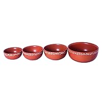 Handcrafted Stoneware Ceramic Elegant Brown Serving Bowl (Brown Terracotta) Set of 4