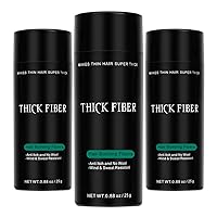 THICK FIBER Hair Building Fibers for Thinning Hair & Bald Spots (BLACK, Pack of 3) - 25g Bottle - Conceals Hair Loss in Seconds - Hair Fiber concealer for Men & Women