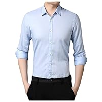 Spring Autumn Men Solid Color Long-Sleeved Shirt, Men's Business Casual Shirts