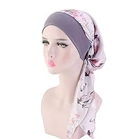 Women Hijab Hair Styling Cap Chemo Flower Print Hat Turban Cover Head Scarf Wrap Headwear Hair Styling Accessories (Size : D)