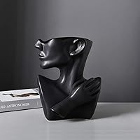 Ceramic Greek Statue Face Vase Black Creative Head Sculpture for Home Decoration