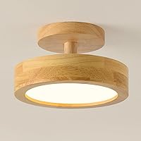 Ceiling Lights, Small Led Close to Ceiling Light Fixture, 12W Round LED Ceiling Lamp Japanese Wooden Balcony Ceiling Lamp Bedroom Hallway Aisle Corridor Light Lighting