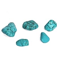 REAL-GEMS 100% Natural Supreme Excellent Blue Turquoise, Lot of 5 Pcs Rough Turquoise Loose Gemstones 48.50 Ct Unheated Turquoise