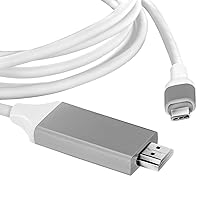 USB-C/PD 4k HDMI Cable Compatible with Realme TechLife Watch S100 with Full 2160p@30Hz, 6Ft/2M Cable [White, Thunderbolt 3 Compatible]
