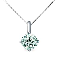 1.11 Ct VVS1 Ice Blue Round Cut Moissanite Solitaire Silver Plated Pendant Valentines Day Gifts For Her