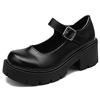 Caradise Womens Chunky Mary Jane Platform Shoes Patent Leather Uniform Dress Shoes