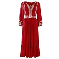HAN HONG Ethnic Tassel V Neck Long Sleeve Spring Autumn Dress Women Retro Embroidery Dresses Hippie Beach Long Maxi Dress