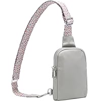 NEICOA Small Crossbody Fanny Packs Nylon Sling Bags for Women Men Belt Bag Shoulder Chest Purses for Travel Hiking Sport(J-Gray with jacquard strap)