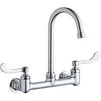 Elkay LK940GN05T4H Scrub/Handwash Wall Mount Faucet with Gooseneck Spout and Wristblade Handles, Chrome