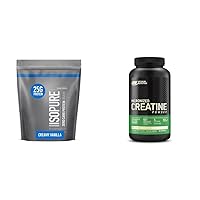 Isopure Creamy Vanilla Whey Isolate Protein Powder with Vitamin C & Zinc & Optimum Nutrition Micronized Creatine Monohydrate Powder, Unflavored, Keto Friendly, 60 Servings (Packaging May Vary)