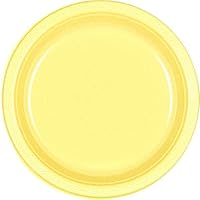 Vibrant Round Light Yellow Plastic Plates - 7